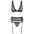Obsessive Emperita - set donjeg rublja s malim vezom (crni) - L/XL