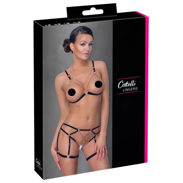 Cottelli - lančani ukrasni body harness - 2-dijelni - crna