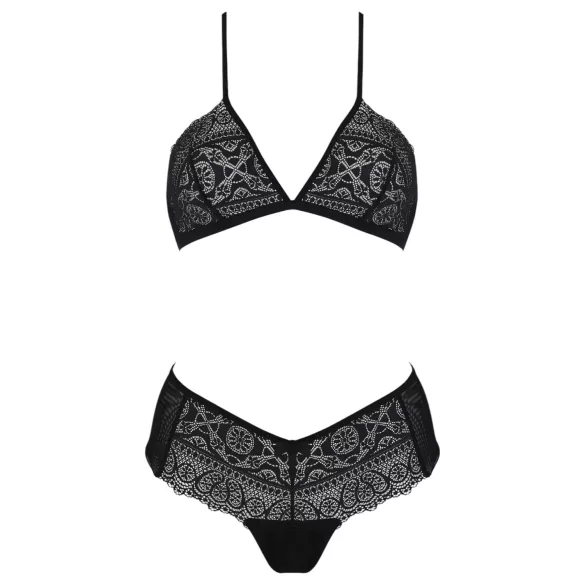 Passion Eco Kerria - čipkasti bikini set (crni) - L/XL