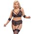Cottelli Bondage Plus Size - čipkasti grudnjak set (crna) - 4XL