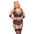 Cottelli Bondage Plus Size - čipkasti grudnjak set (crna) - 4XL