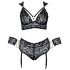 Cottelli Bondage Plus Size - čipkasti grudnjak set (crna) - 4XL
