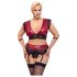 Cottelli Bondage Plus Size - čipkasti grudnjak set (crvena) - 4XL
