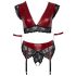 Cottelli Bondage Plus Size - čipkasti grudnjak set (crvena) - 4XL
