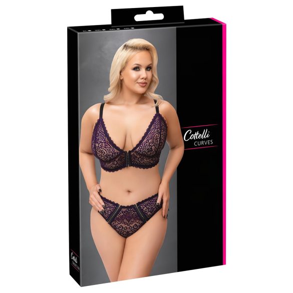 Cottelli Plus Size - prozirni uzorak grudnjak set (ljubičasti) - 2XL