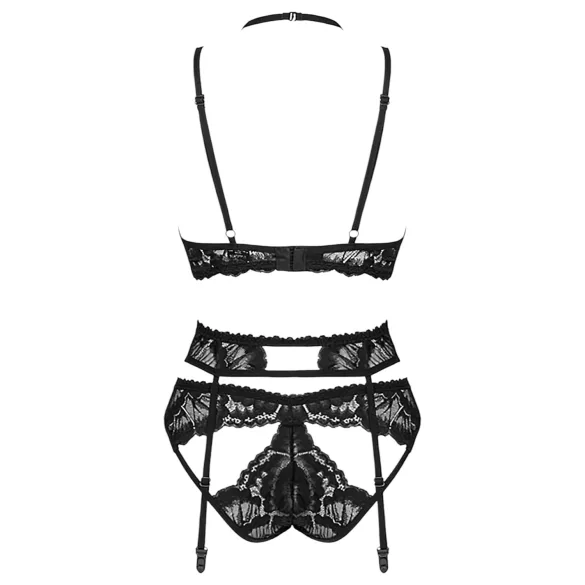 Obsessive Alessya - čipkasti donji rublje set (crno) - M/L