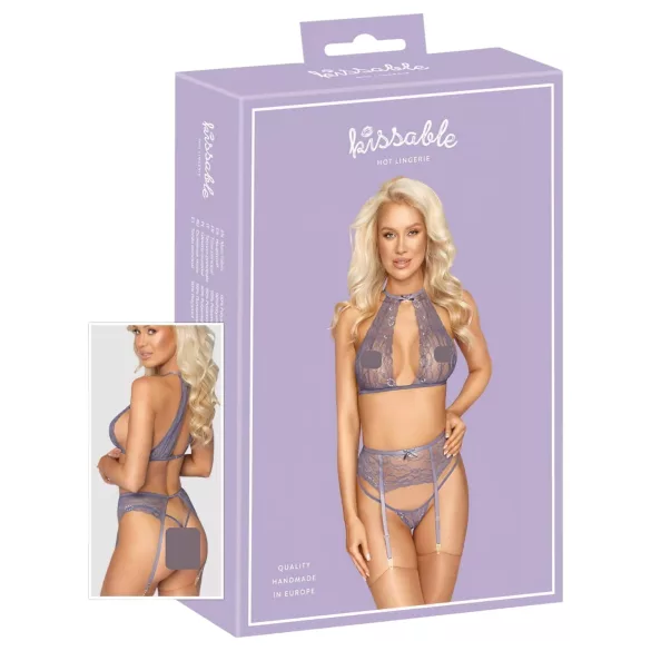 Kissable - čipkasti komplet donjeg rublja (ljubičasti)