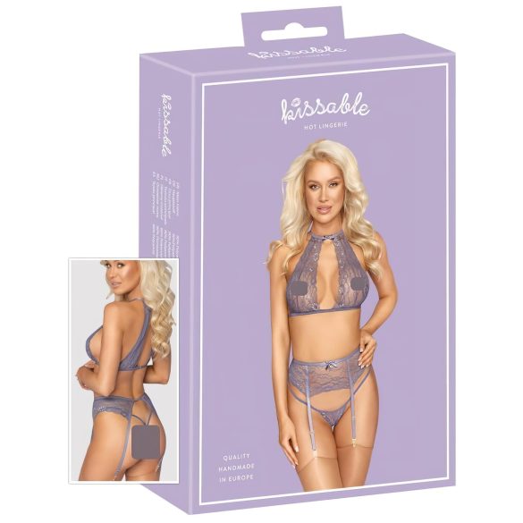 Poljubiva čipkasta rublje set (ljubičasta) - L/XL