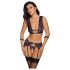 Cottelli Bondage set - donje rublje i lisice (crno-ljubičasto) - XL