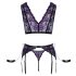 Cottelli Bondage set - donje rublje i lisice (crno-ljubičasto) - XL