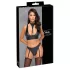Cottelli Bondage - sjajan grudnjak set s lisicama (crna) - M