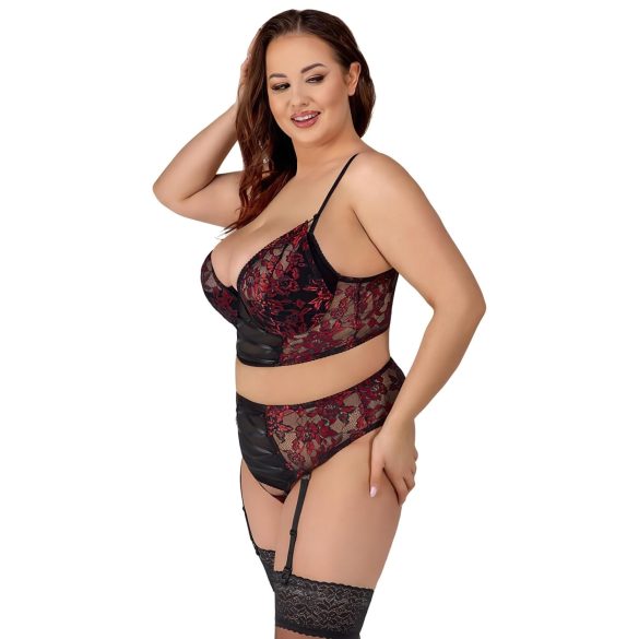 Cottelli Plus Size - komplet grudnjaka - crvena boja