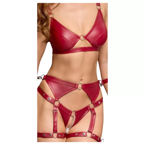 Cottelli Bondage sjajni grudnjak set i lisice (crveni)