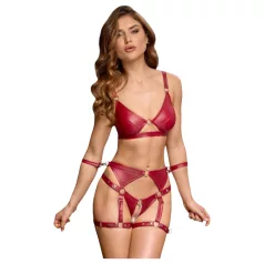 Cottelli Bondage sjajni grudnjak set i lisice (crveni) - M