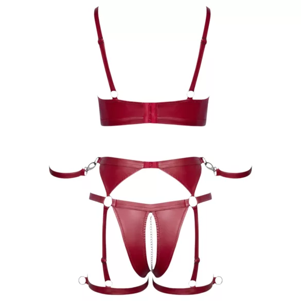 Cottelli Bondage sjajni grudnjak set i lisice (crveni) - M