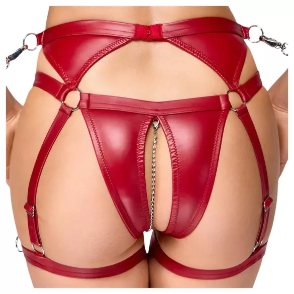 Cottelli Bondage sjajni grudnjak set i lisice (crveni) - L