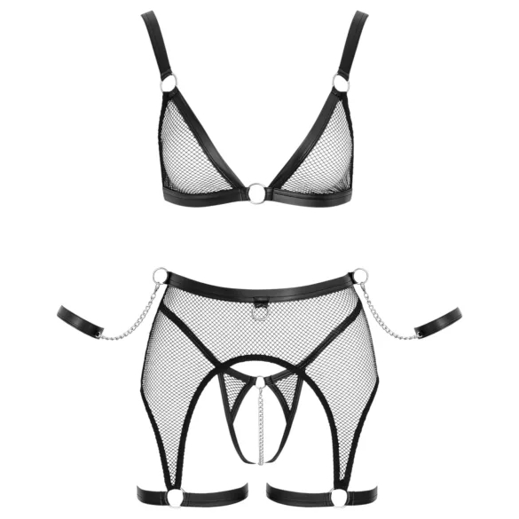 Cottelli Bondage - neprozirni mrežasti set s lancima - crna - L