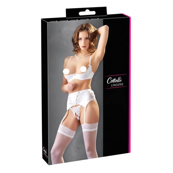 Cottelli - bijeli set s korzetom i čipkastim grudnjakom - 80C/M
