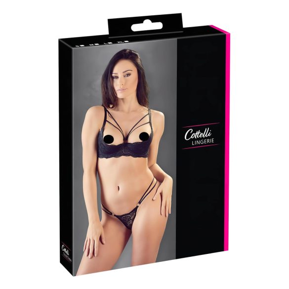 Cottelli - remenasti grudnjak s prstenom i tanga (crna) - 85B/L