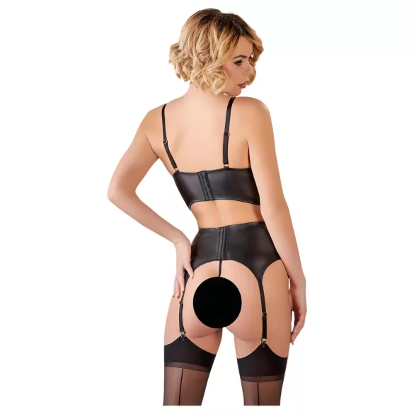 Abierta Fina - čipkasti set donjeg rublja s remenčićima - crna