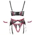 Cottelli Bondage - mrežasti grudnjak set s čipkom - crveni - L