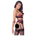 Cottelli Bondage - Crveni mat čipkasti set za podizanje grudi - XL