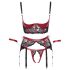 Cottelli Bondage - Crveni mat čipkasti set za podizanje grudi - XL