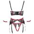 Cottelli Bondage - Crveni mat čipkasti set za podizanje grudi - XL