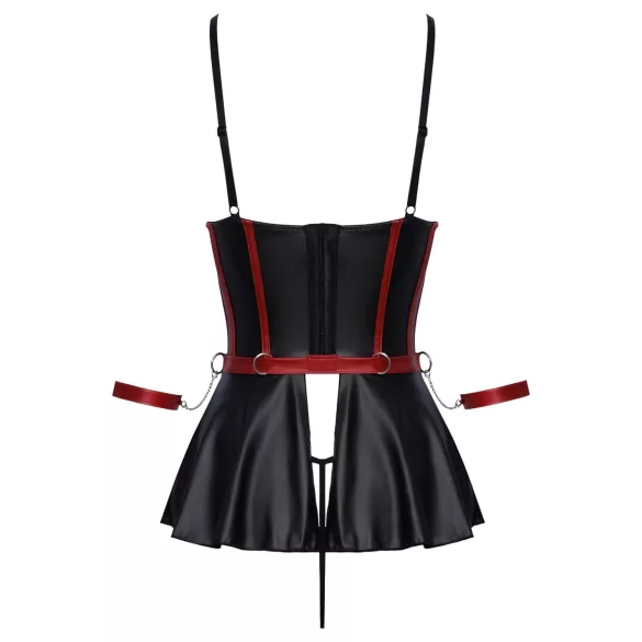 Cottelli Bondage - set donjeg rublja i lisice za zapešća - sjajni crni