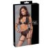 Cottelli Bondage - Set grudnjaka s mrežastim umetkom (crno) - L