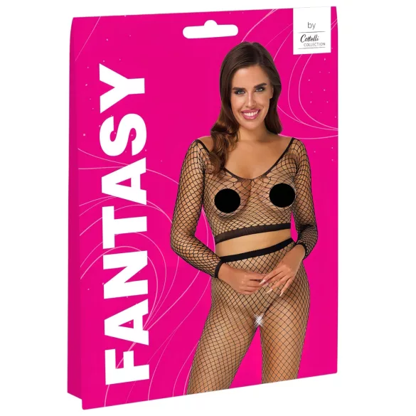 Cottelli - mrežasti komplet s dugim rukavima - crna - S-L