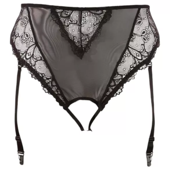 Cottelli Plus Size - čipkaste gaćice s halterima (crne) - XXXXL