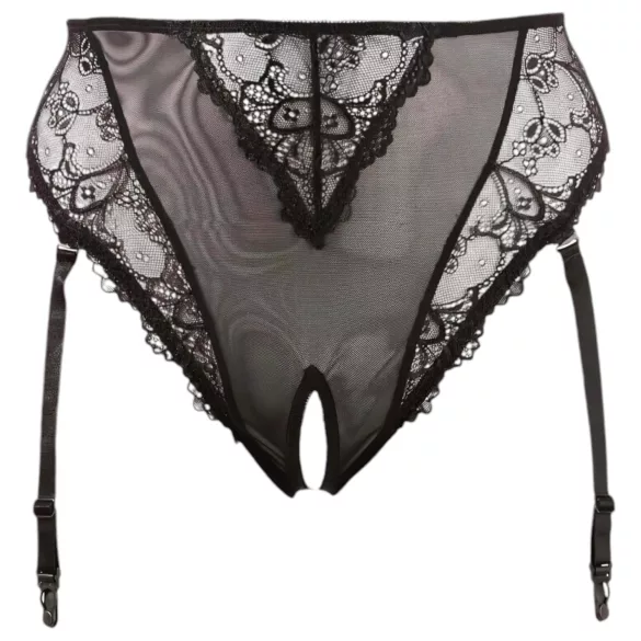 Cottelli Plus Size - čipkaste gaćice s halterima (crne) - XXXXL