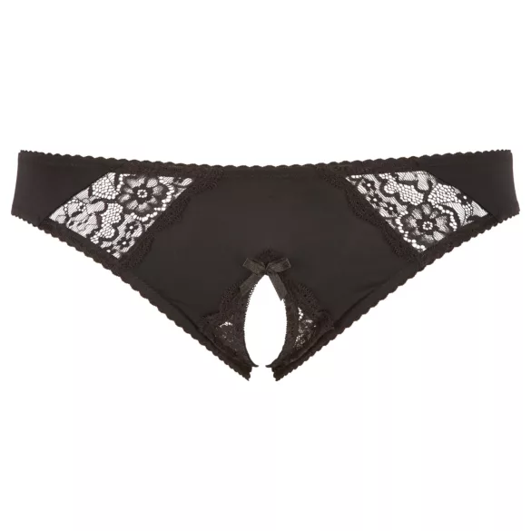 Cottelli Plus Size - čipkaste otvorene gaćice (crne)