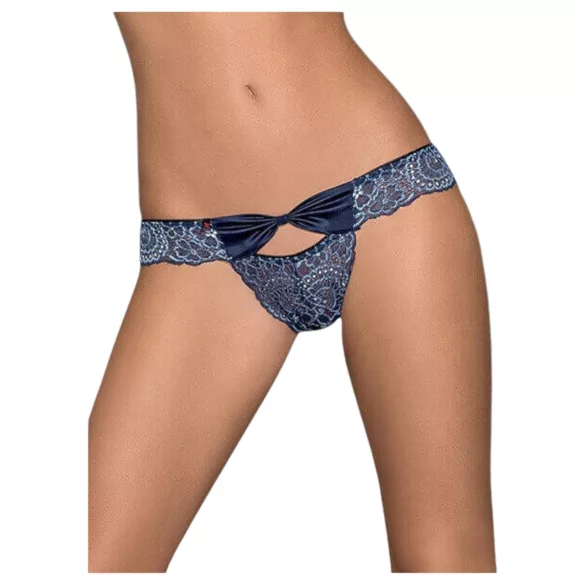Obsessive - ženske čipkaste gaćice s mašnom - plave - L/XL
