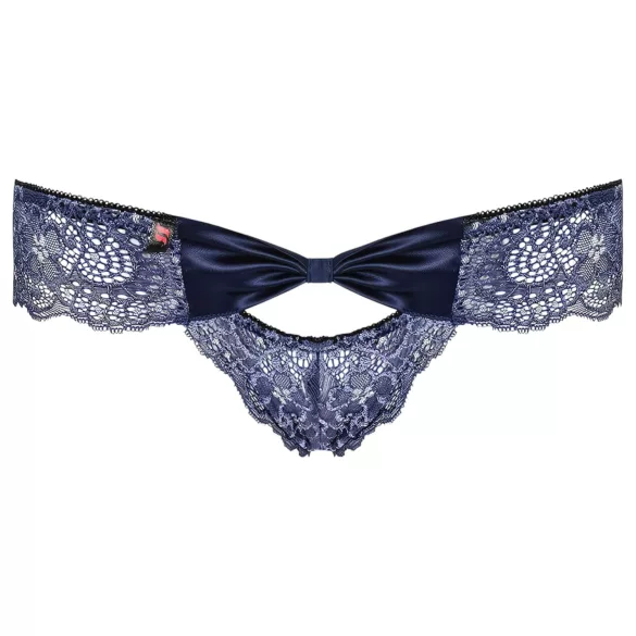 Obsessive - ženske čipkaste gaćice s mašnom - plave - L/XL