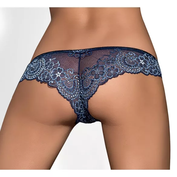 Obsessive - ženske čipkaste gaćice s mašnom - plave - L/XL