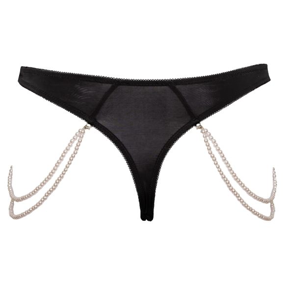 Cottelli - luksuzne vezene perle tanga (crna) - M/L