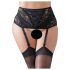Cottelli Plus Size - čipkasti podvez s vezicama (crni)