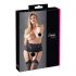 Cottelli Plus Size - čipkasti podvez s vezicama (crni) - 4XL