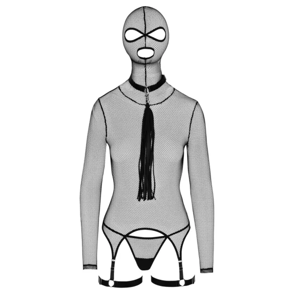 Bad Kitty - BDSM mrežasti set s bičem - crna - L