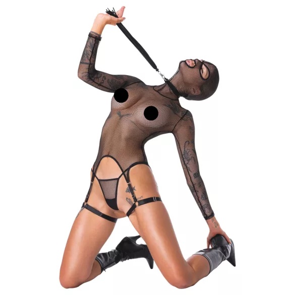 Bad Kitty - BDSM mrežasti set s bičem - crna - L