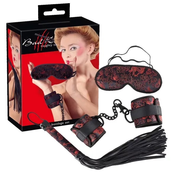 Bad Kitty - set za vezanje - azijski stil - crveno-crna