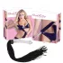 Bad Kitty - bič od kože s dildo od stakla - prozirno-crni
