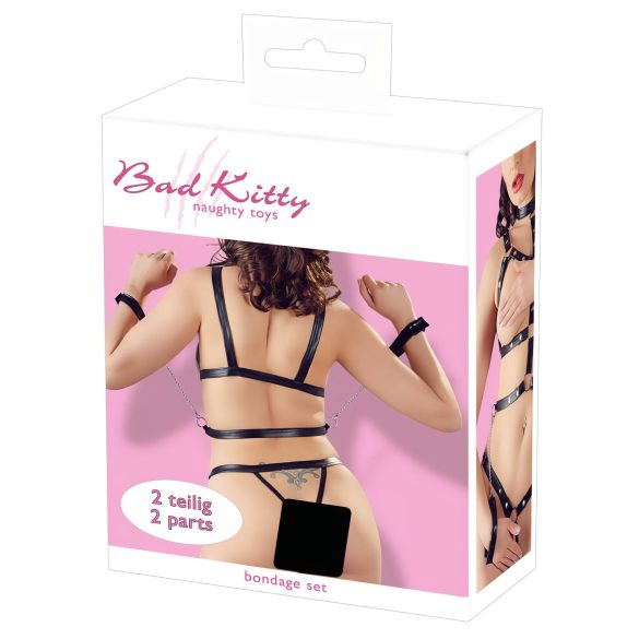 Bad Kitty - set crne bodić i narukvice s klinovima - L/XL