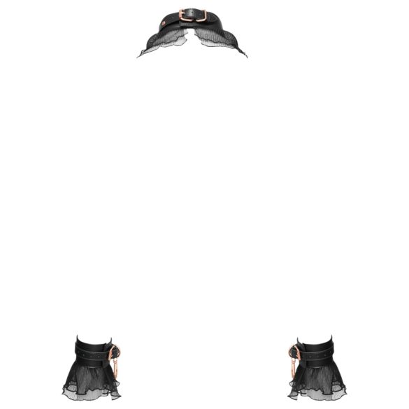 Bad Kitty - nabor veziva s volančićima (4 dijela) - crna