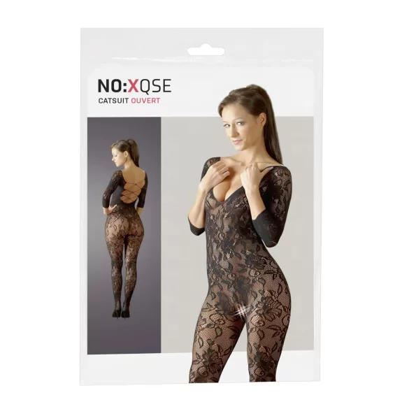 NO:XQSE - Bodystocking s cvjetnim uzorkom - crna - S-L