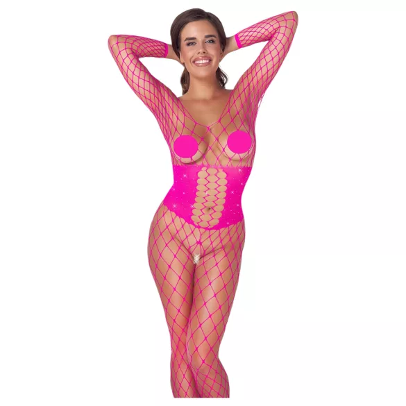 Cottelli - mrežasti bodystocking - ružičasta - S-L