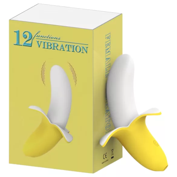 Lonely - vibrátor na punjenje - vodootporan - bananin oblik - žuto-bijeli