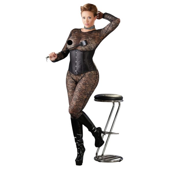 Cottelli - korzet za punije žene - saten - crni - 4XL